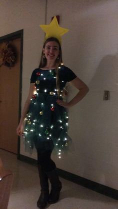Funny Christmas Costumes, Brownie Girl Scout, Xmas Costumes, Christmas Tree Costume, Christmas Dress Up, Holiday Costumes, Holiday Attire, Kids Dress Up, Christmas Crafts Decorations