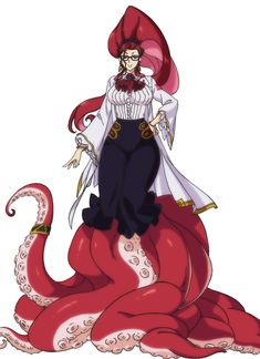 an octopus is sitting on top of a woman