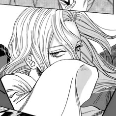 an anime character with long blonde hair and eyes closed