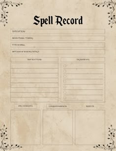 an old fashioned spell record with writing on it