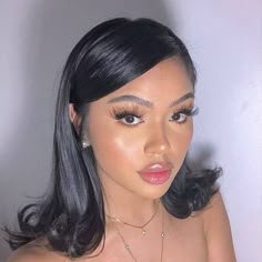 Short Hair Hairstyles Baddie, Prom Hairstyles Short Hair Straight, Short Straight Prom Hairstyles, Prom Hair Short Straight, Short Straight Hairstyles For Prom, Straight Short Prom Hair, Straight Short Hairstyles For Prom, Styling Long Bob, Baddie Short Hairstyles Straight