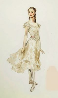 a drawing of a woman in a dress