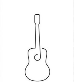 a black and white drawing of an acoustic guitar on a white background with the words,
