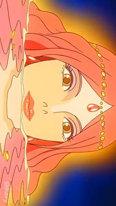 an anime character with pink hair and orange eyes