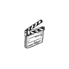 a black and white drawing of a movie clapper