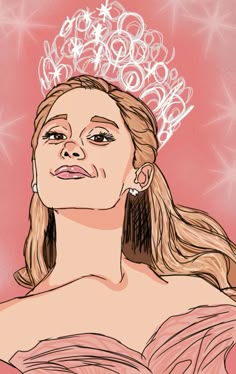 a drawing of a woman wearing a tiara and looking off to the side with her eyes closed