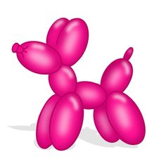 a pink balloon dog sitting on the ground