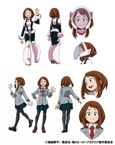 an anime character with different poses and expressions