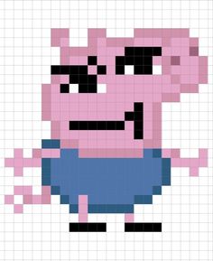 an image of a pig pixellated in pink and blue