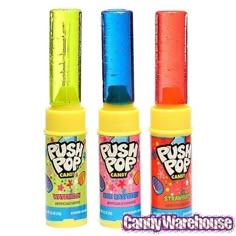 three different flavors of push pop candy