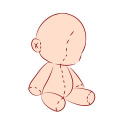 a drawing of a teddy bear with lines drawn on it's face and chest