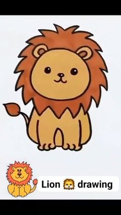 an image of a lion drawing with the words lion drawn on it's side