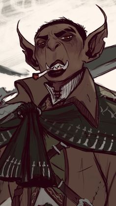 a drawing of a man with horns on his head