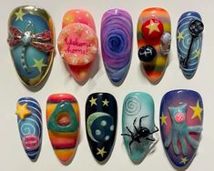 Coraline Nails Ideas, Coraline Almond Nails, Coraline Nails Almond, Coraline Inspired Nails, Coraline Nail Designs, Coraline Themed Nails, Coraline Nail Set, Nails Coraline, Coraline Nails