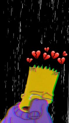 an image of simpsons in the rain with hearts coming out of his head and eyes