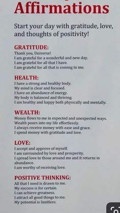 Daily Affirmations For Positivity, Daily Motivation Ideas, Gratitude Affirmations List, How To Start Morning Affirmations, Positive Thinking Quotes, Laws Of Affirmation, Manifestation Affirmation Tips, Law Of Attraction Money Affirmations For Beginners, Morning Affirmations Law Of Attraction