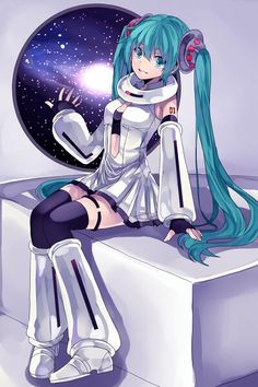 Astronaut Miku Miku White Outfit, Sarah Spaceman Miku, Miku Append Design, Hatsune Miku White Outfit, Spacey Nurse Miku, Miku Hatsune Append, Hatsune Miku Astronaut, Miku Append, Hatsune Miku Append Art