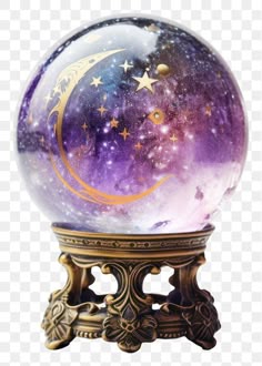 a snow globe with stars and moon on it