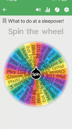 the spin wheel with words on it