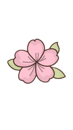 a pink flower with green leaves on it