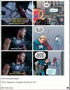 an image of the avengers movie scene in action with text that reads,'thor ragnar