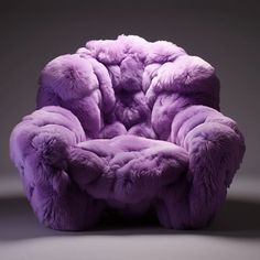 a purple chair with fur on it