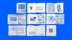 several pieces of paper with different designs on them