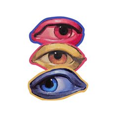 an image of three different colored eyes