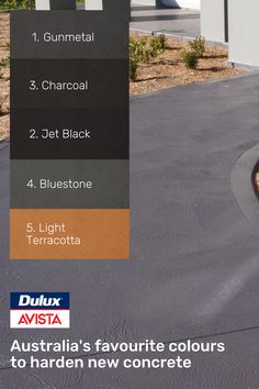 an advertisement for the dulux australia's favorite colours to harden new concrete