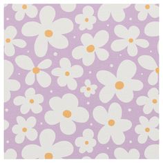 a purple background with white and orange flowers