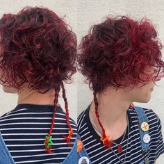 Rat Tail Haircut Curly Hair, Double Rat Tail, Rat Tail Color, Curly Rat Tail Haircut, Curly Rat Tail, Curly Rat Tail Hair, Mullet With Rat Tail, Cool Rat Tail, Double Rat Tails