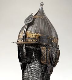 a helmet that is made out of metal