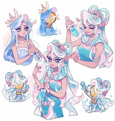 an image of some cartoon characters in different poses