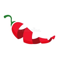 a red pepper on a white background with green stems and leaves royalty illustration stock illustration