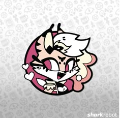 an image of a cartoon character with hearts on it's chest and eyes closed