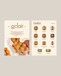 the packaging design for goliar cookies is shown here in two separate sections, one with chocolate and one with caramel colored candies