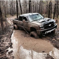 a truck that is sitting in the mud