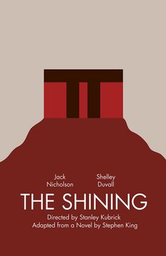 the shining movie poster with two people standing on top of a red hill and looking at something