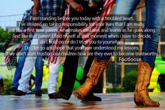 people standing in line with cowboy boots and an american flag