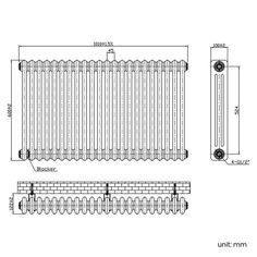a drawing of a radiator with measurements