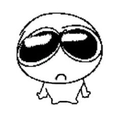 an image of a cartoon character with big eyes and large black glasses on his face