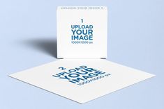 two card mockups are displayed on a light blue background