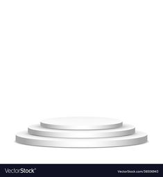 three white pedestals on a white background