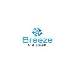 the logo for breeze air cool is shown in blue and white with snowflakes on it
