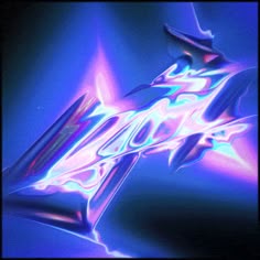 an abstract image of the letter k in blue and pink colors with light streaks on it