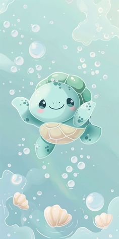 a cartoon turtle swimming in the ocean