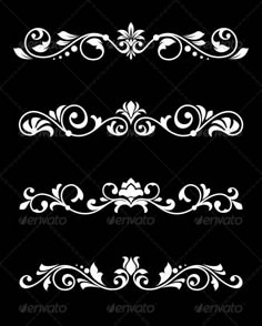 an ornate set of white scrolls on black background - decorative objects