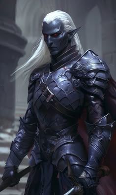 Drow Knight, Drow Armor, Drow Paladin, Dnd Drow Warrior, Dark Elf Army Art, Drow King, Dark Elf Soldier, Drow Fighter, Dark Elf Fighter