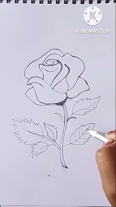 someone is drawing a rose on paper with a marker