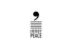 a black and white logo with the word inner peace in it's center, surrounded by lines